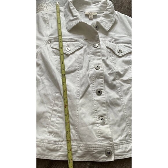 Style & Co White Jean Jacket Button Up Women’s Size Large - Picture 5 of 13